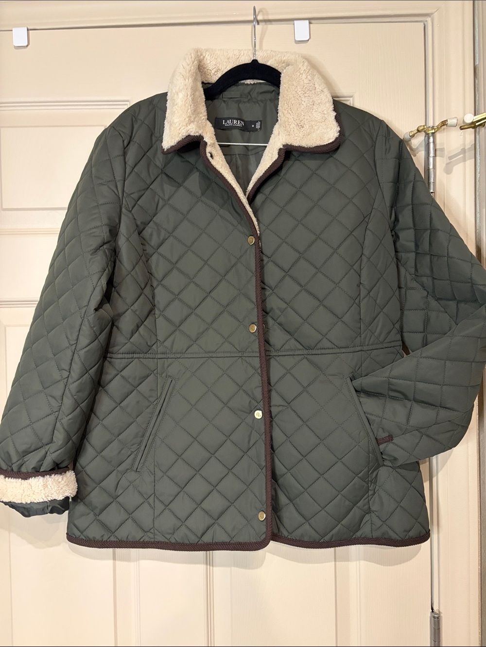 Lauren Ralph Lauren Quilted Puffer Jacket with Sherpa Collar